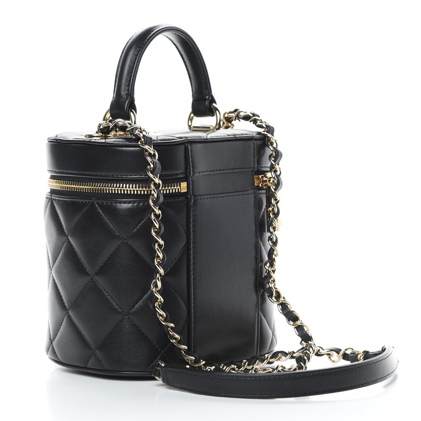 Lambskin Quilted Trendy Vanity Case Black