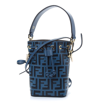 Fendi Vitello Liberty F is Fendi Bi-Color FF 1974 Embossed Mini Mon Tresor Bucket Bag Balena Black 1 of 9