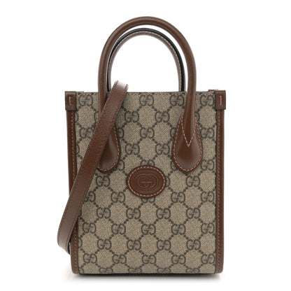 Gucci GG Supreme Monogram Azalea Calfskin Mini Retro Interlocking G Tote Bag Beige Ebony Brown Sugar 1 of 12