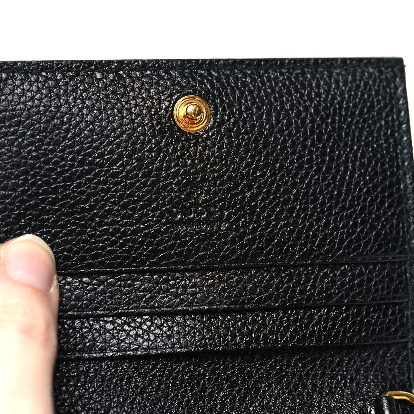 Grainy Calfskin Zumi Chain Card Case Wallet Black