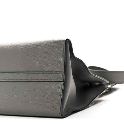Prada Saffiano Cuir Calfskin Medium Monochrome Top Handle Tote Ardesia 9 of 12