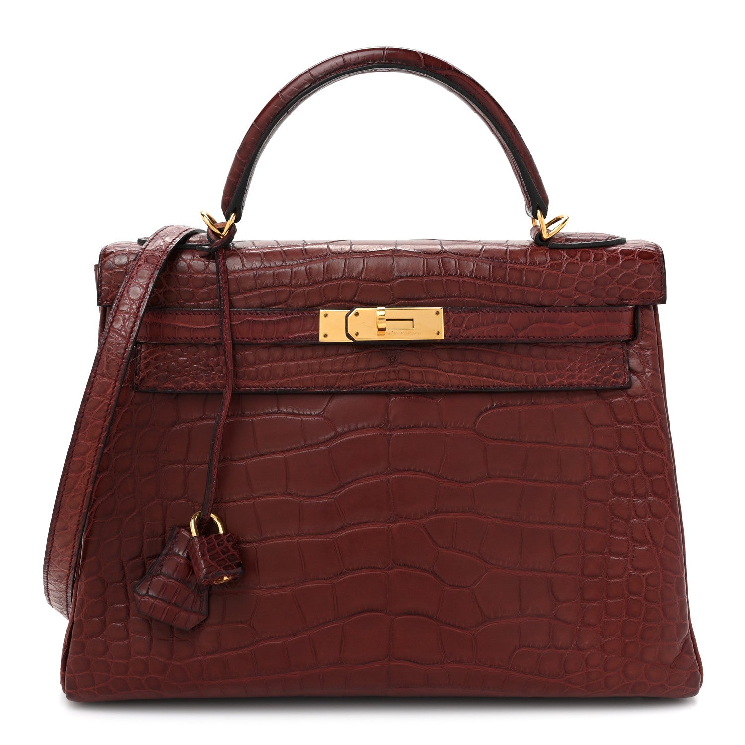 Hermes Matte Alligator Kelly Retourne 32 Bourgogne 1 of 8