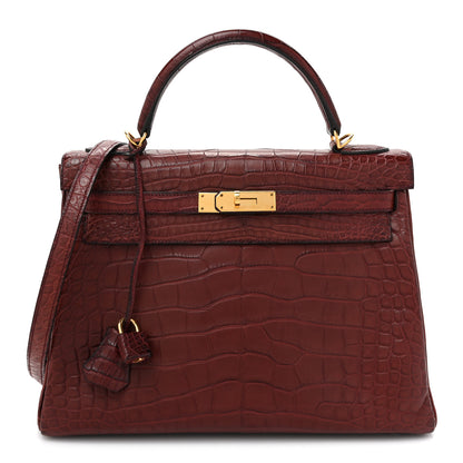Hermes Matte Alligator Kelly Retourne 32 Bourgogne 1 of 8