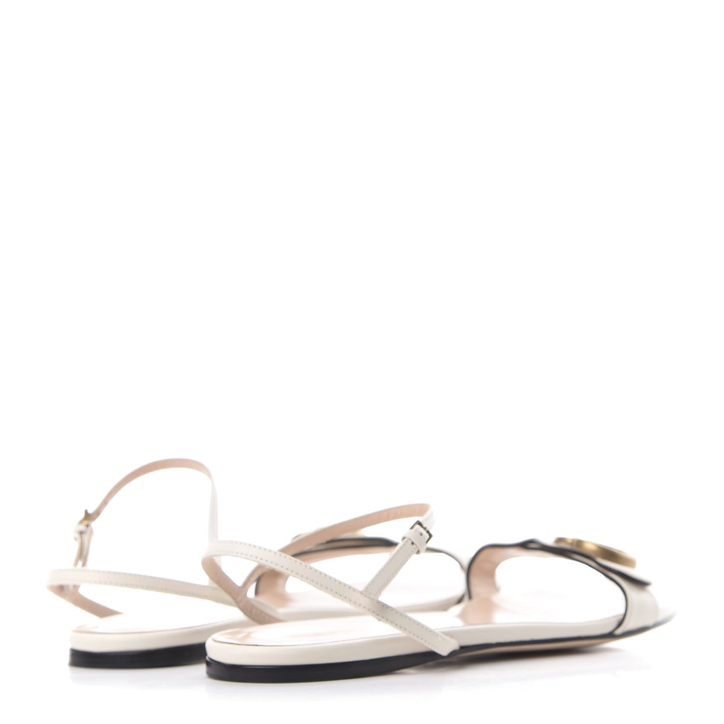 Lifford Calfskin GG Marmont Ankle Wrap Flat Sandals 41 Mystic White