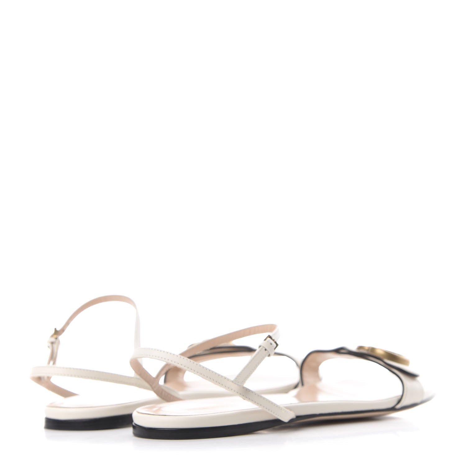 Gucci Lifford Calfskin GG Marmont Ankle Wrap Flat Sandals 41 Mystic White 4 of 9