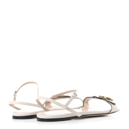 Gucci Lifford Calfskin GG Marmont Ankle Wrap Flat Sandals 41 Mystic White 4 of 9