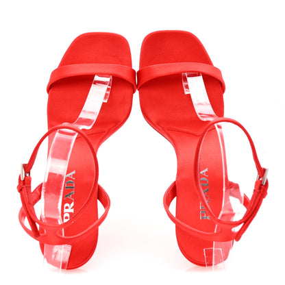 Prada Satin Logo Slingback Sandals 40 Red 2 of 8