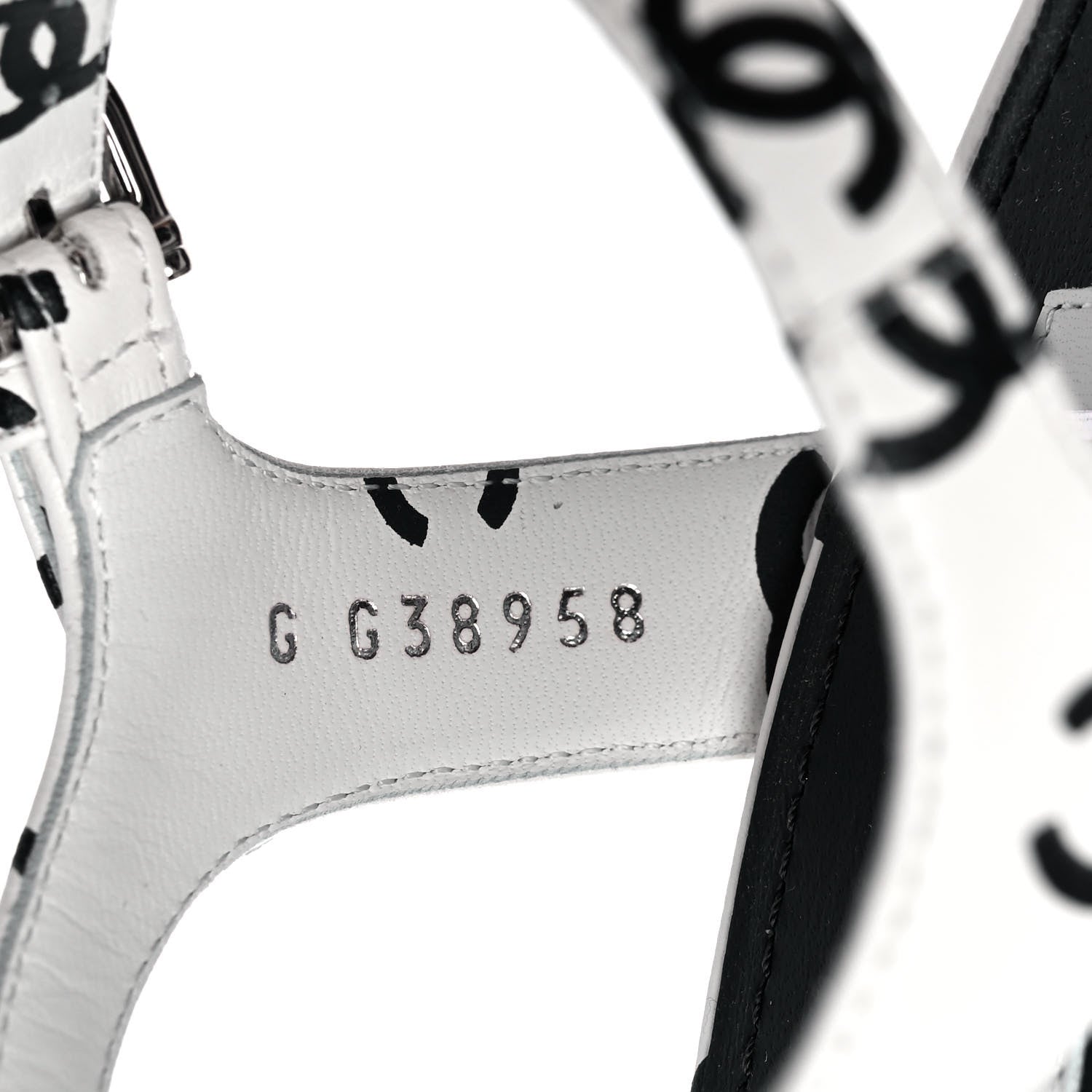 Chanel Printed Lambskin Coco Beach Platform Sandals 40 White Black 8 of 9