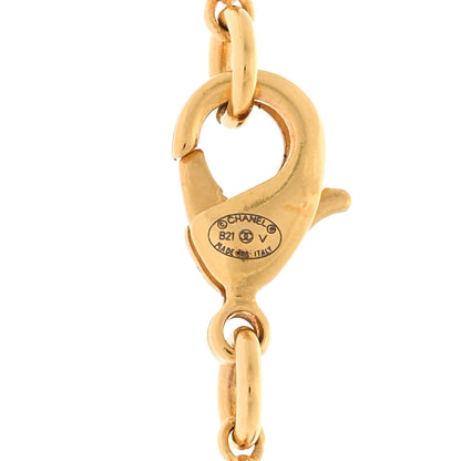 Chanel Metal CC Paris Button Necklace Gold 4 of 4