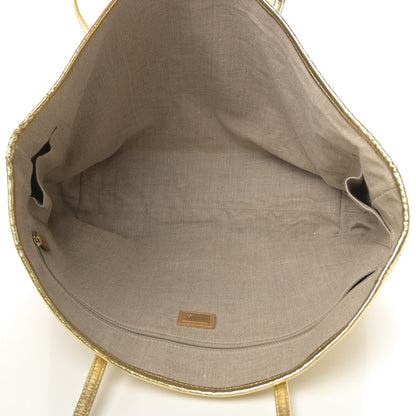 Fendi Canvas Metallic Calfskin Woven FF Roll Tote Gold 5 of 16