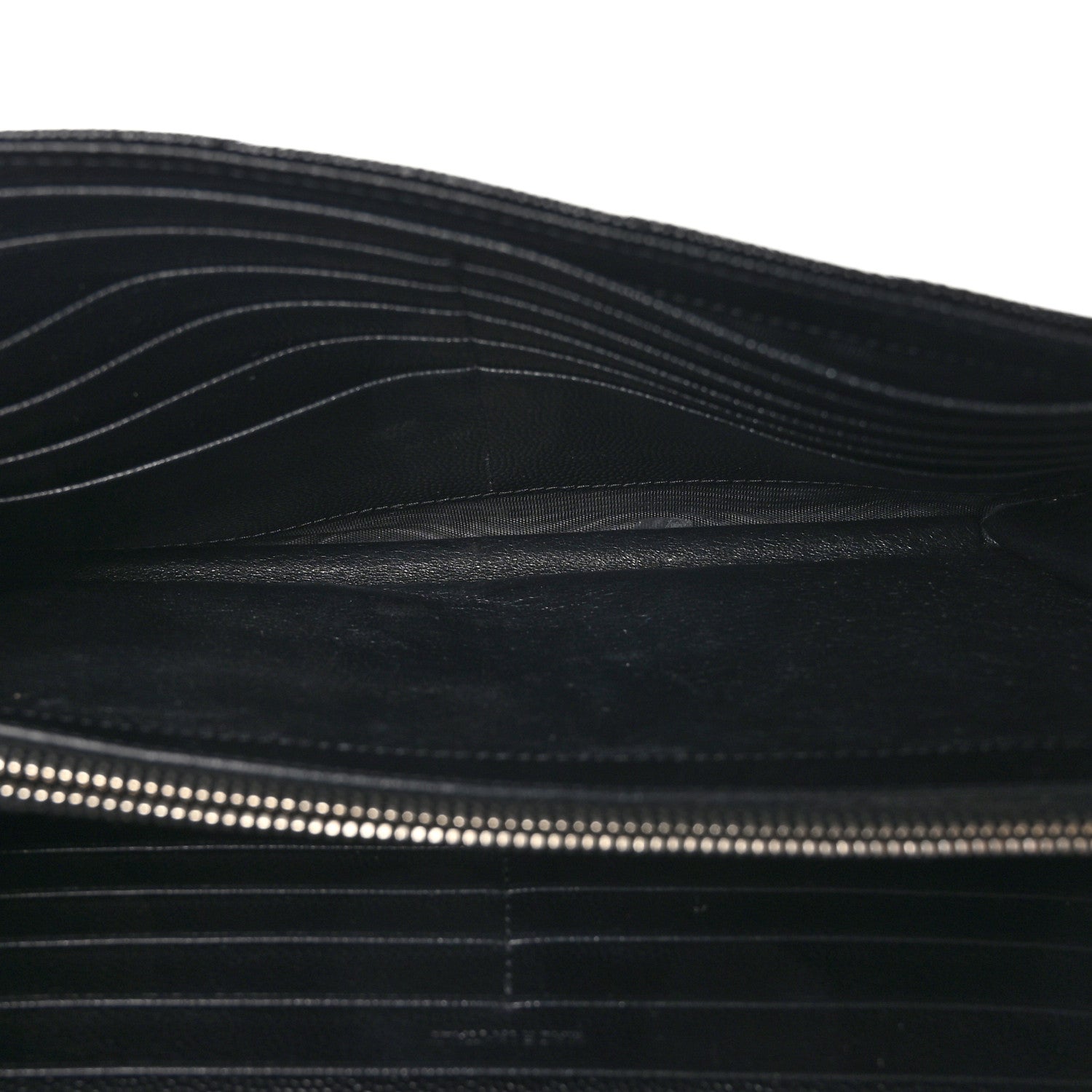 Saint Laurent Grain De Poudre Matelasse Chevron Monogram Chain Wallet Black 5 of 11