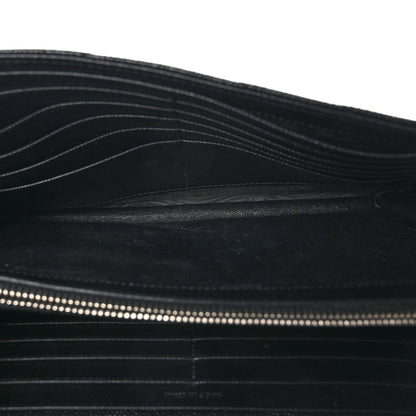 Saint Laurent Grain De Poudre Matelasse Chevron Monogram Chain Wallet Black 5 of 11