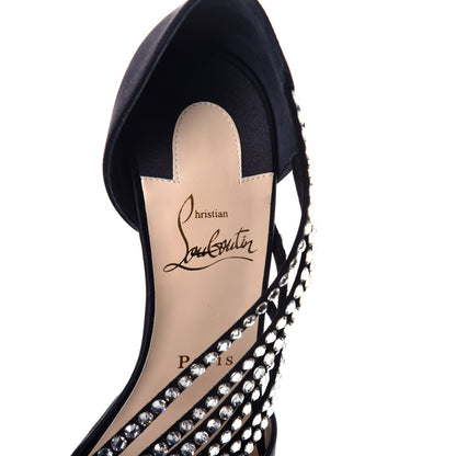 Christian Louboutin Crepe Satin Strass Antinorina 100 Pumps 37 Black 7 of 8
