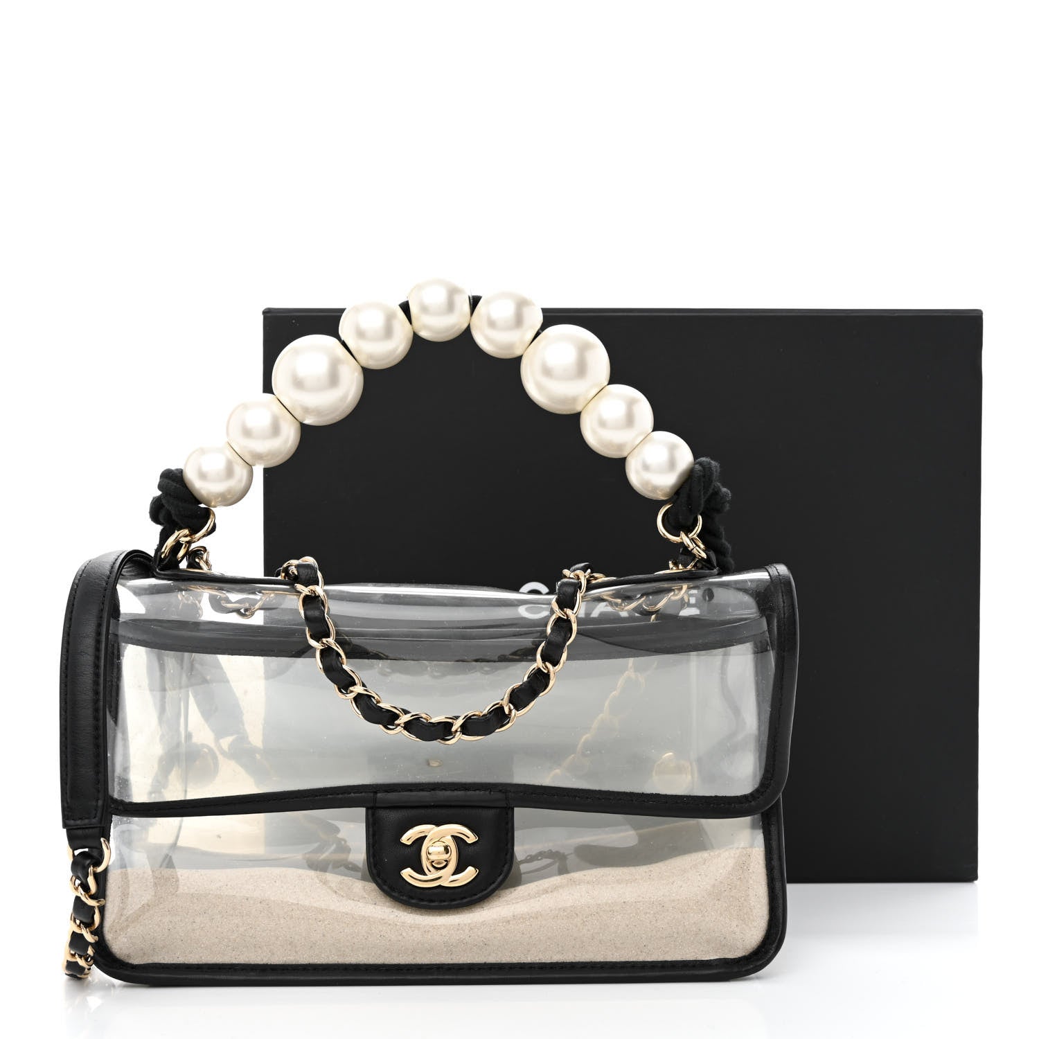 Chanel Lambskin PVC Sand By The Sea Flap With Pearl Strap Black 11 of 11