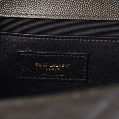 Saint Laurent Grain De Poudre Textured Mixed Matelasse Triquilt Medium Monogram Satchel Army Green 7 of 10