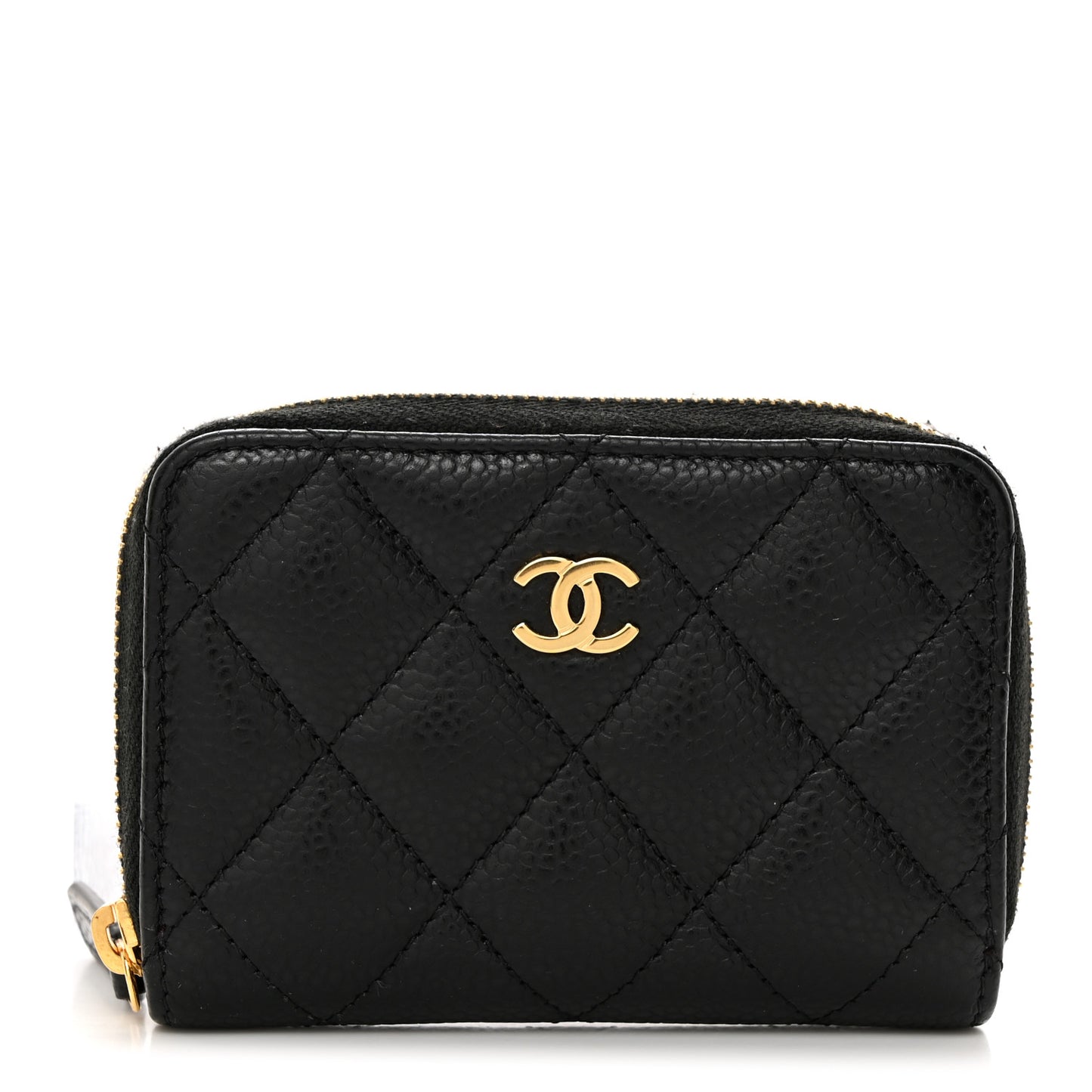 Caviar Quilted Zip Coin Purse Black