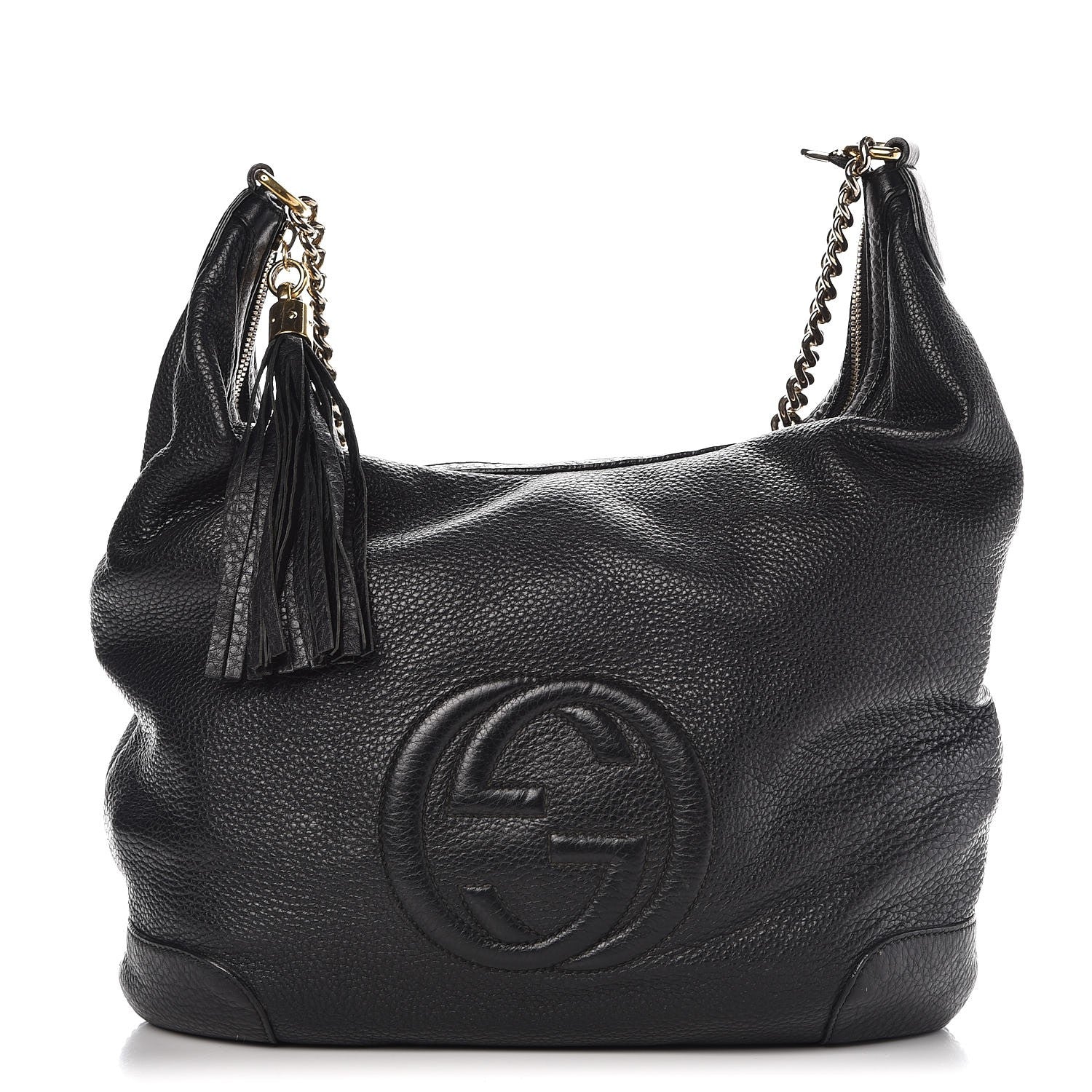 Gucci Pebbled Calfskin Medium Soho Chain Hobo Black 1 of 14