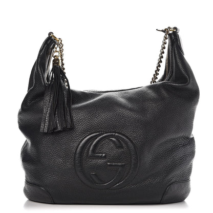 Gucci Pebbled Calfskin Medium Soho Chain Hobo Black 1 of 14