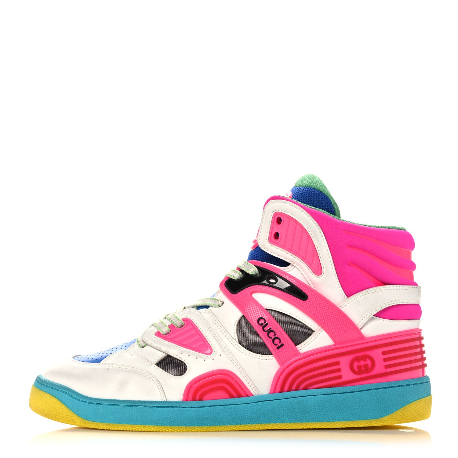 Gucci Demetra Womens Basket High Top Sneakers 41 Great White Bright Splash Loess 1 of 13