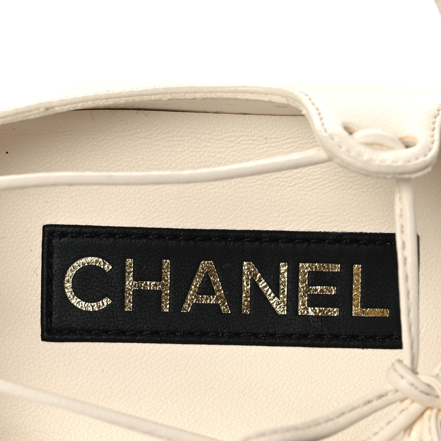 Chanel Lambskin Grosgrain Mary Jane Flats 38.5 Ivory Black 9 of 11
