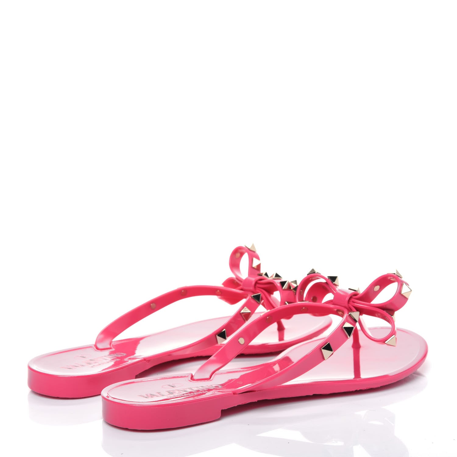 Valentino Garavani PVC Jelly Rockstud Bow Thong Sandals 37 Pink 4 of 9