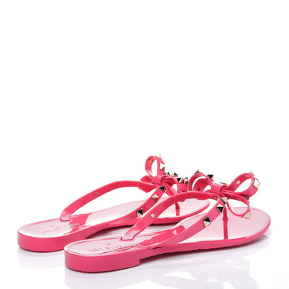 Valentino Garavani PVC Jelly Rockstud Bow Thong Sandals 37 Pink 4 of 9