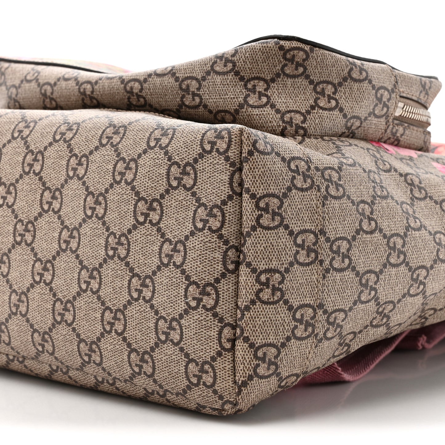 GG Supreme Monogram Blooms Medium Single Buckle Backpack Beige Multicolor Dry Rose