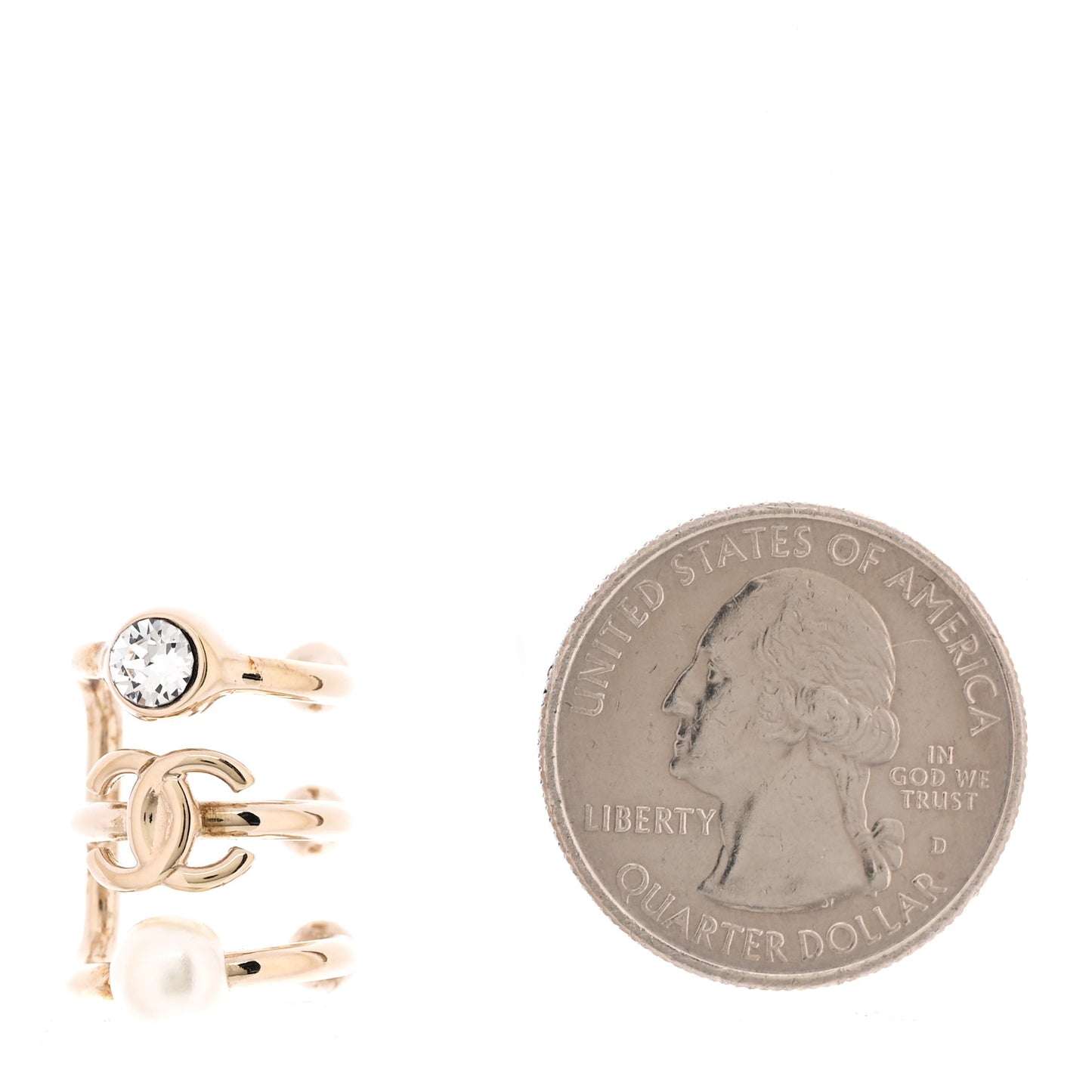 Pearl Crystal CC Single Ear Cuff Gold