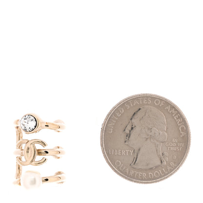 Chanel Pearl Crystal CC Single Ear Cuff Gold 2 of 4