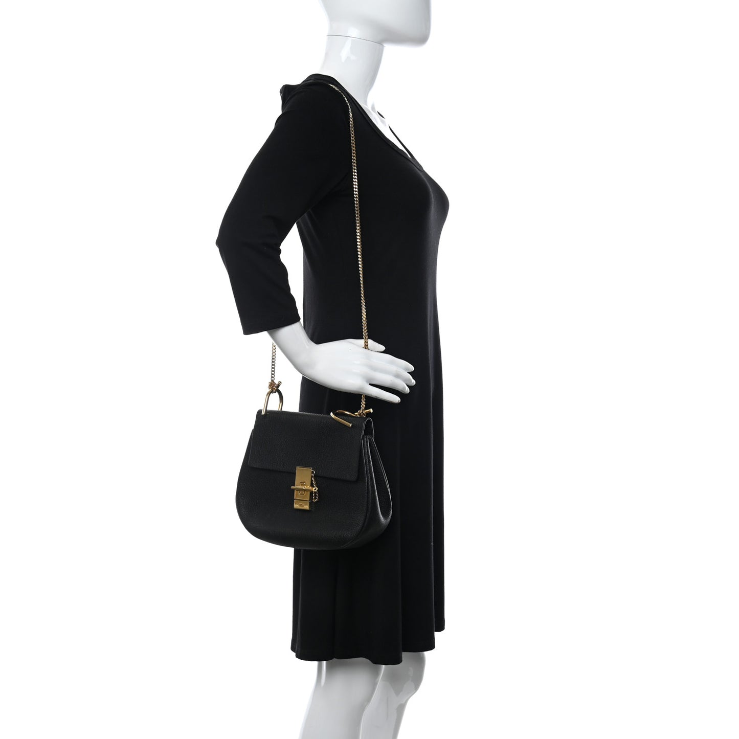 Grained Lambskin Drew Shoulder Bag Black
