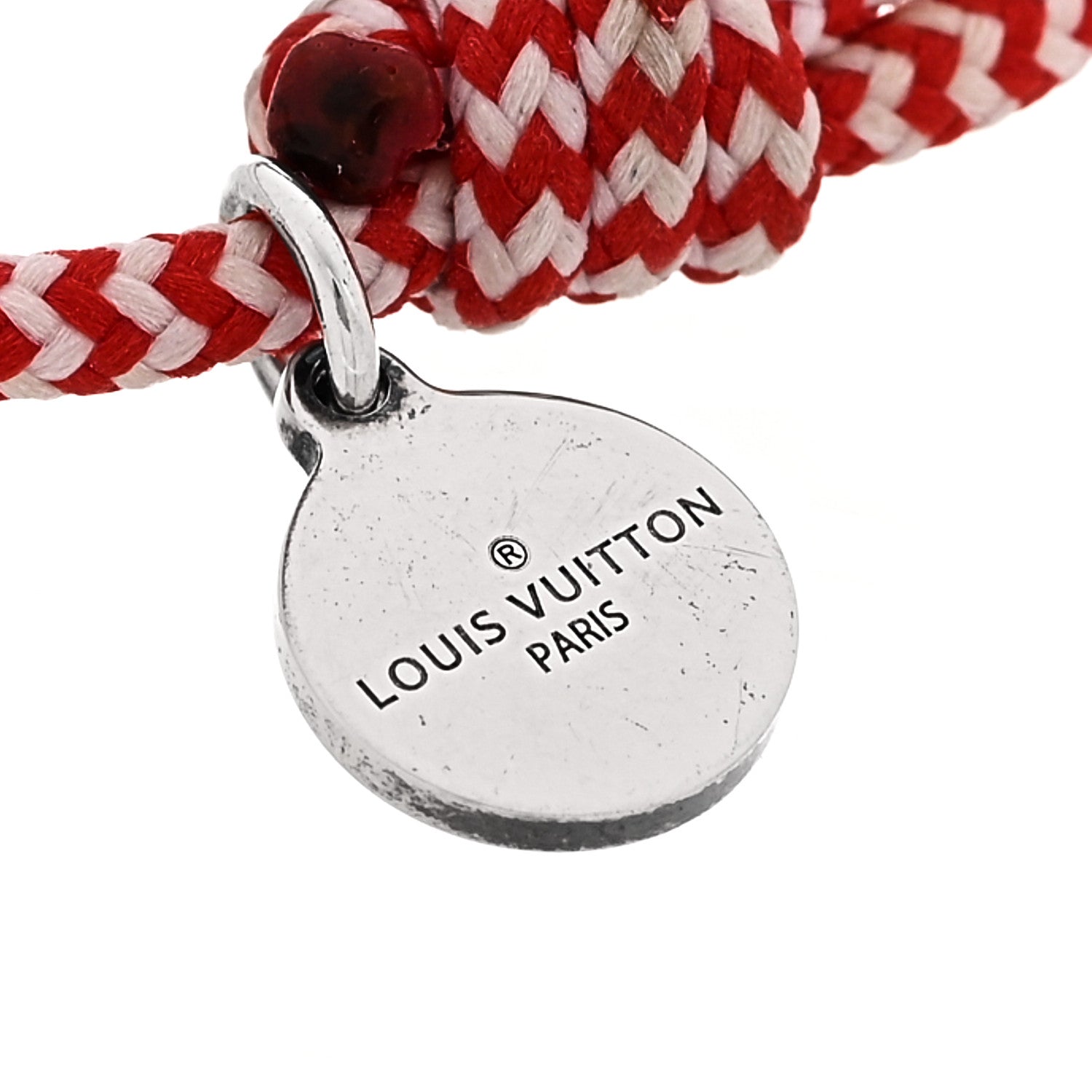 Louis Vuitton Sterling Silver Lockit Adjustable Cord Bracelet Red White 3 of 4