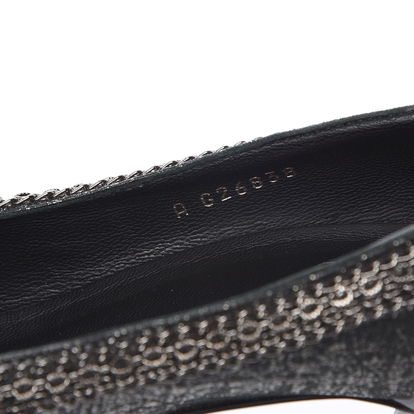 Metallic Tweed Patent Cap Toe CC Chain Pumps 39.5 Black