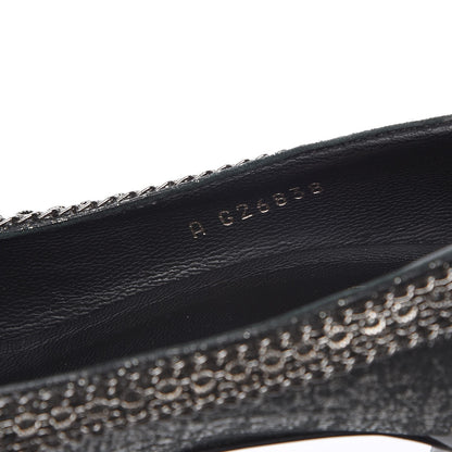 Chanel Metallic Tweed Patent Cap Toe CC Chain Pumps 39.5 Black 9 of 14