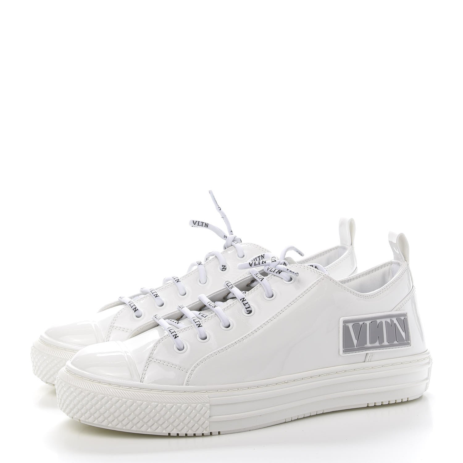Valentino Garavani Patent Calfskin Womens Giggies Low Top Sneakers 40 White 3 of 10