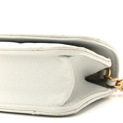 Chanel Lambskin Pearl Crush Quilted Flap Phone Holder With Chain Light Grey 11 of 12