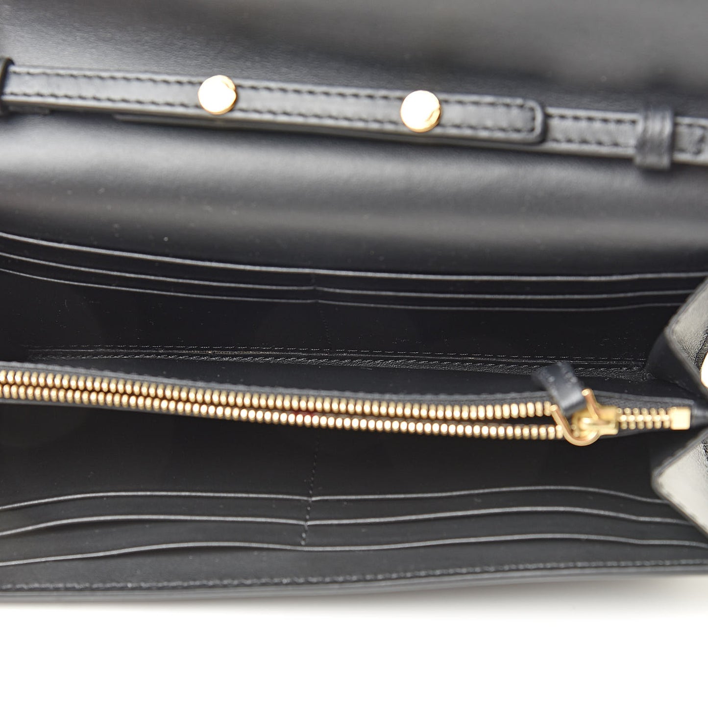 Grainy Calfskin Henley Wallet On Chain Black