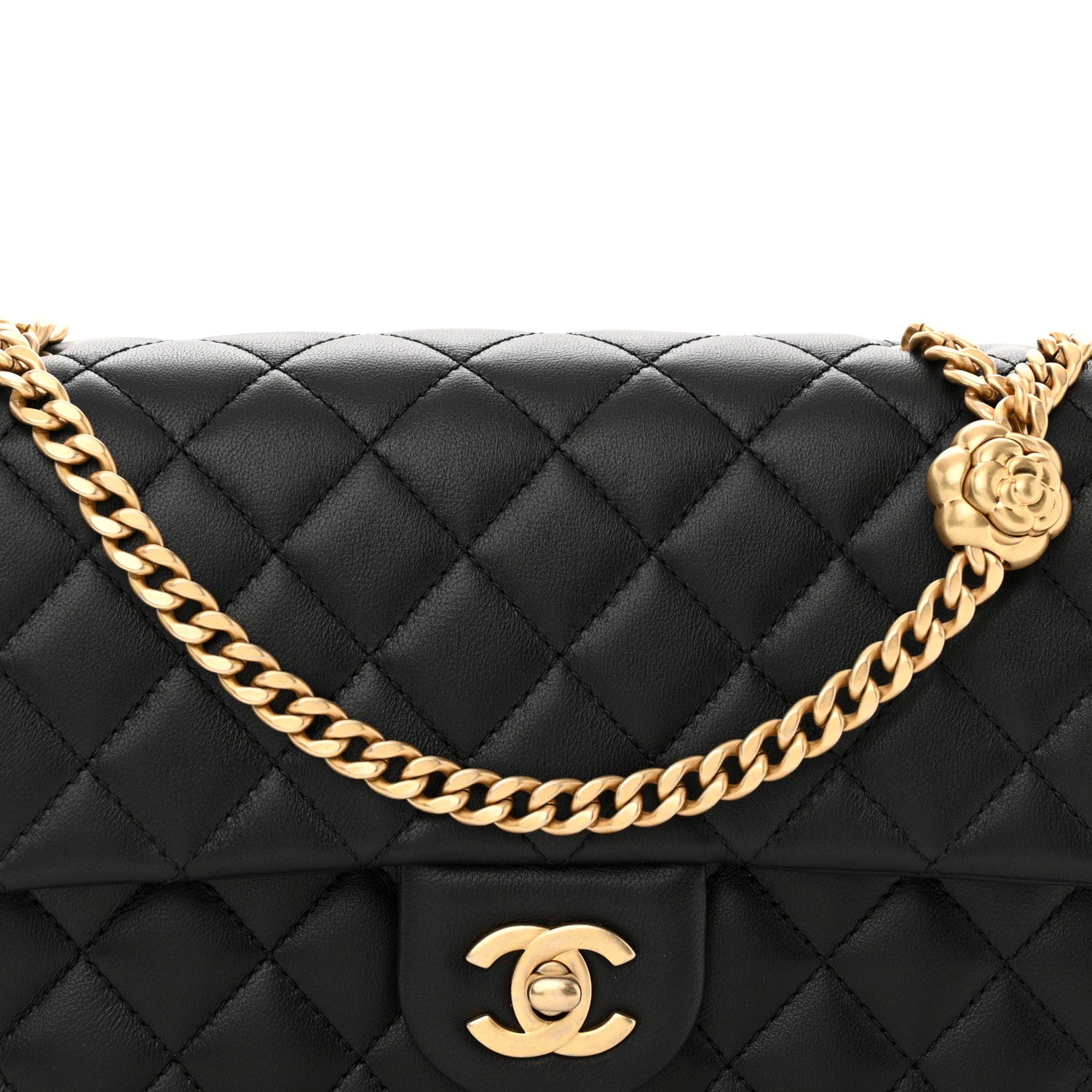 Chanel Lambskin Quilted Small Sweet Camellia Flap Black 8 of 11
