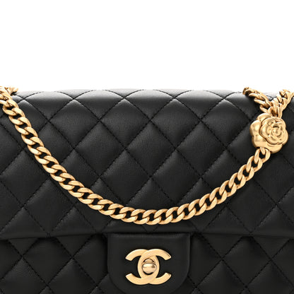 Chanel Lambskin Quilted Small Sweet Camellia Flap Black 8 of 11