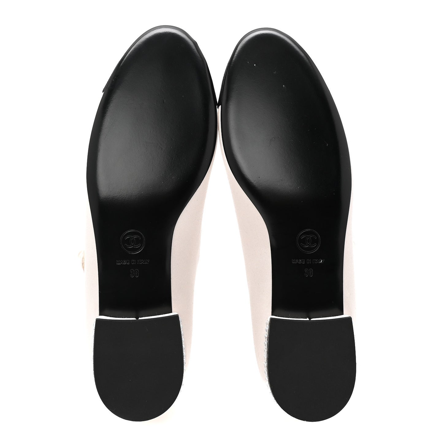 Strass Satin Grosgrain Mary Jane Flats 38 Ivory Black