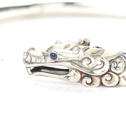 John Hardy Sterling Silver 18K Yellow Gold Sapphire Legends Naga Dragon Choker Necklace 3 of 4