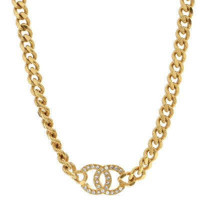 Chanel Crystal Chain Link CC Choker Necklace Gold 1 of 7