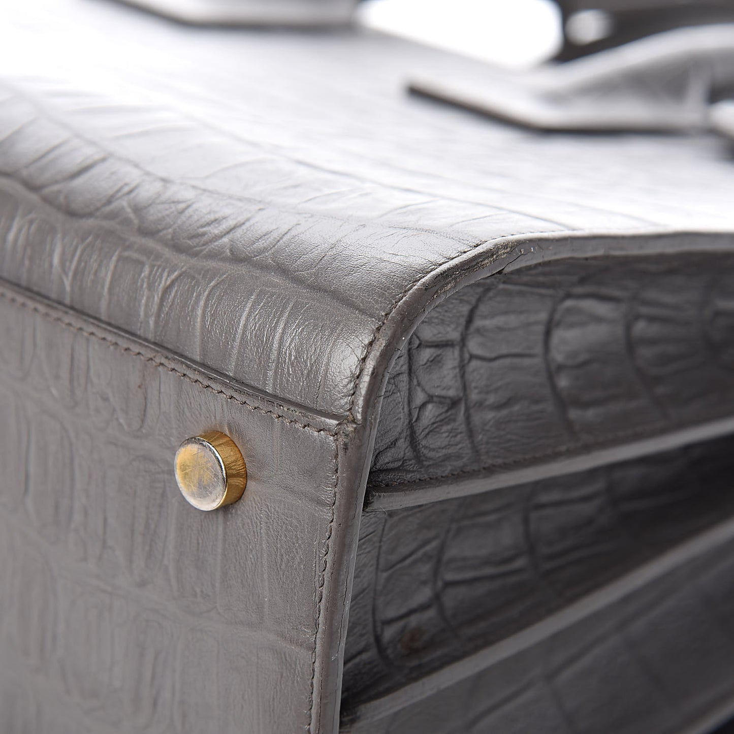 Calfskin Crocodile Embossed Small Sac De Jour Fog
