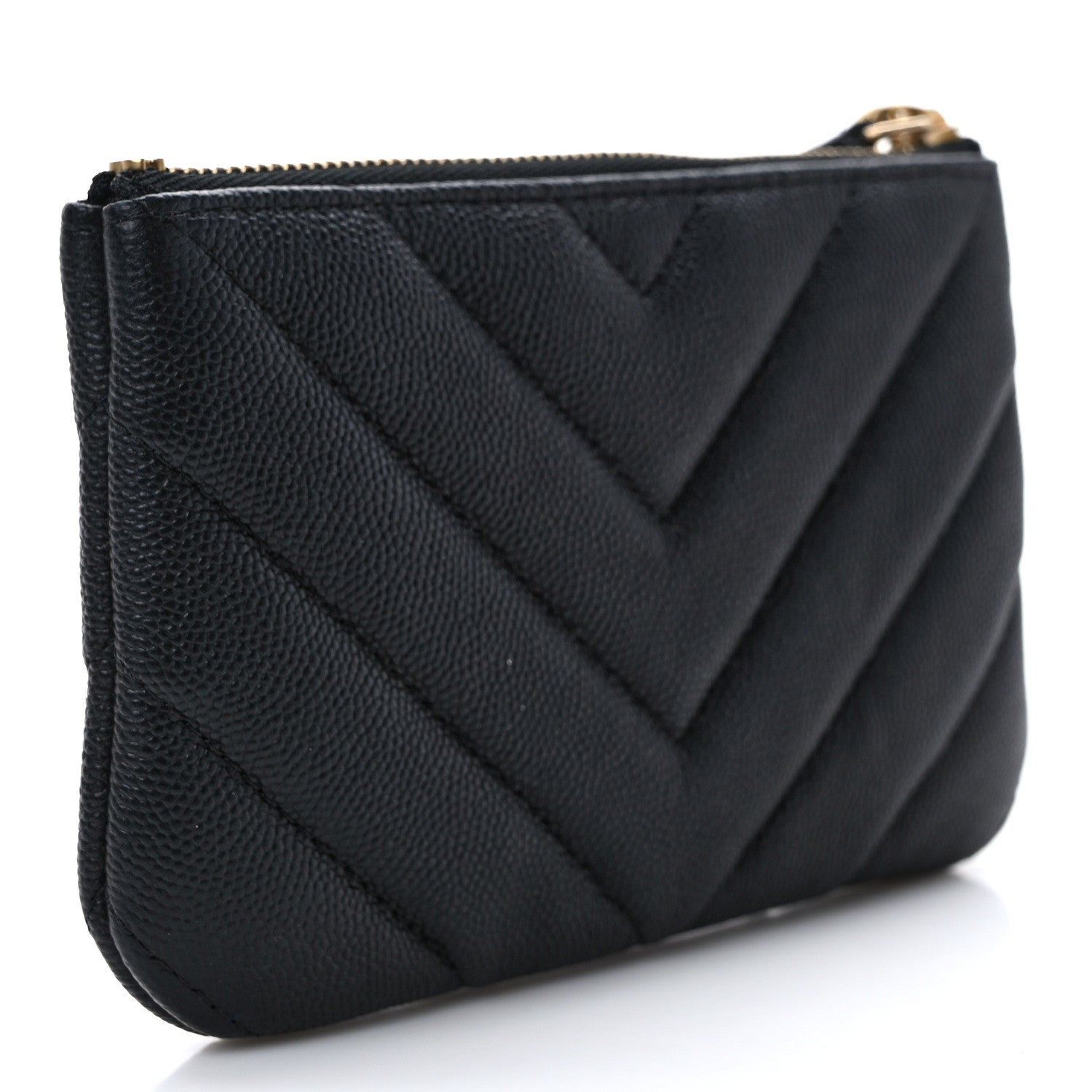 Chanel Caviar Chevron Quilted Small Ancient Greek Charms Cosmetic Case Black 3 of 7