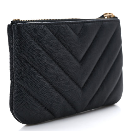 Chanel Caviar Chevron Quilted Small Ancient Greek Charms Cosmetic Case Black 3 of 7