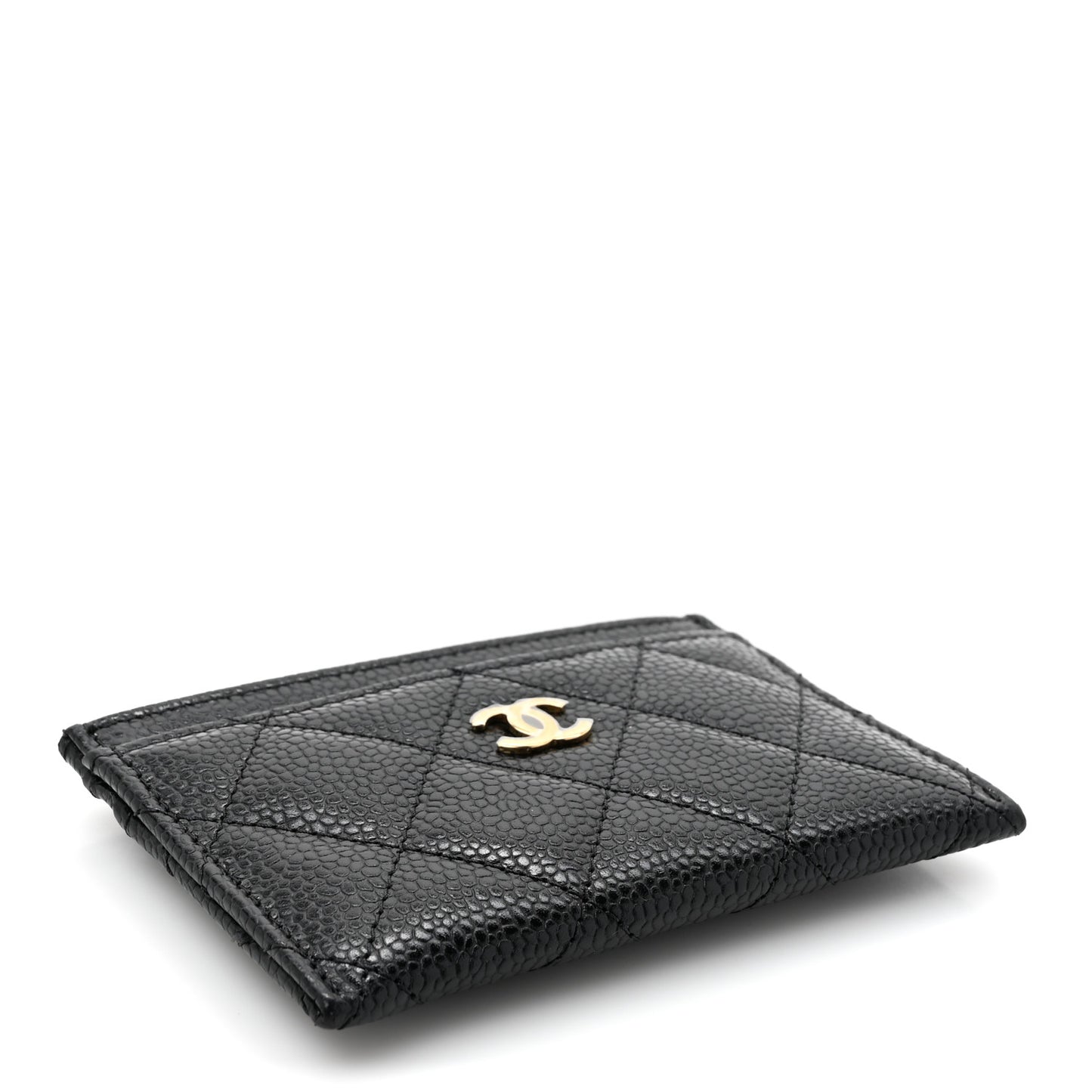 Caviar Quilted Card Holder Black