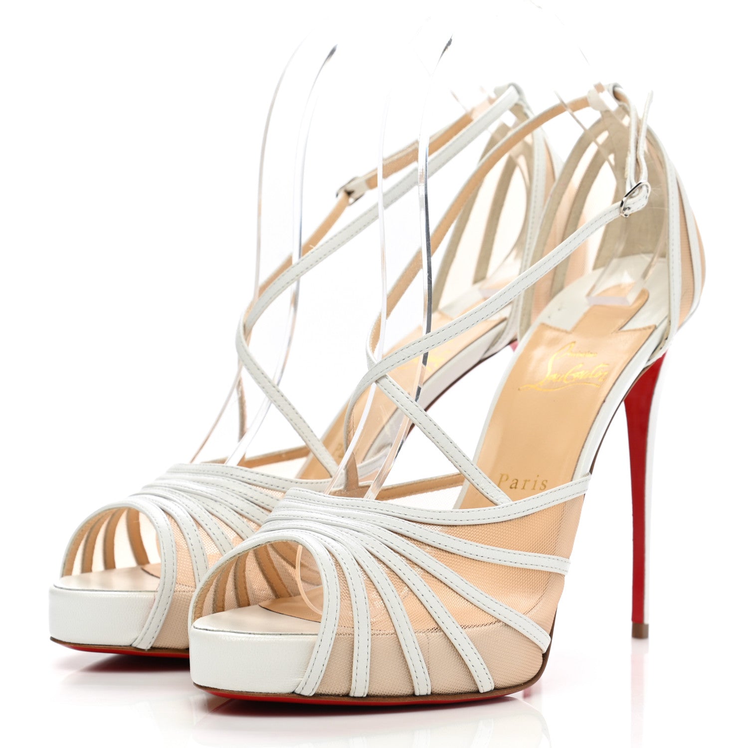 Christian Louboutin Kid Rete Filamenta 120 Platform Sandals 41 White 3 of 8