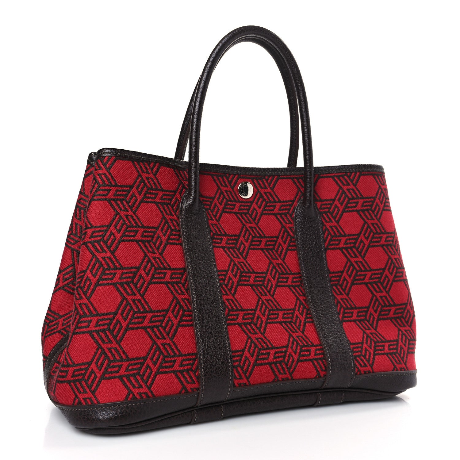 Hermes Toile So H Vache Country Garden Party Tote 30 TPM Rouge Garance Havane 3 of 9