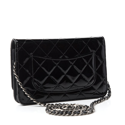 Chanel Patent Quilted Wallet On Chain WOC Black 3 of 13