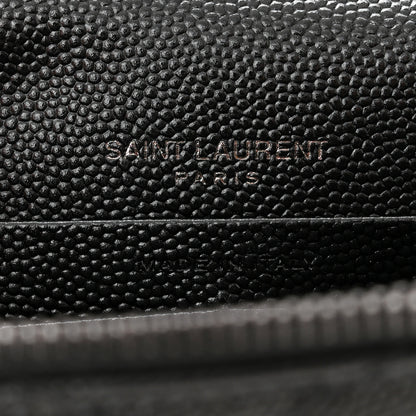 Saint Laurent Grain De Poudre Matelasse Chevron Monochrome Monogram Envelope Chain Wallet Black 6 of 10