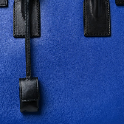 Saint Laurent Calfskin Bi-Color Small Sac De Jour Royal Blue Black 6 of 8